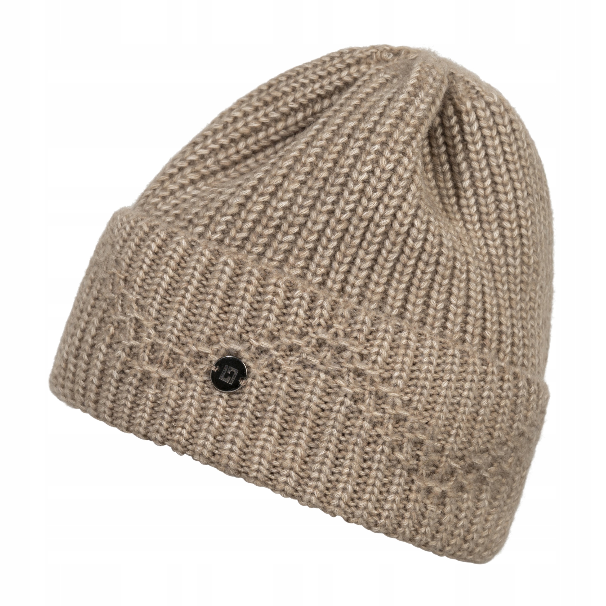 Béžová dámská čepice z Merino Vlny čepice s ohybem Loman Olava Polska