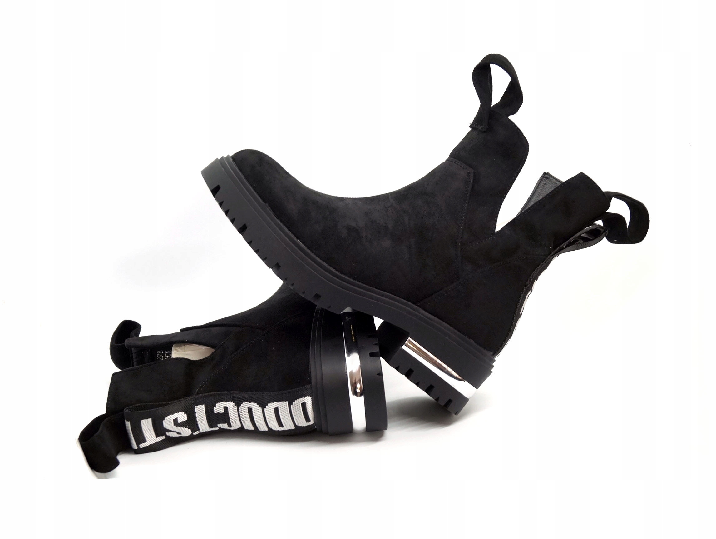 BOTKI DAMSKIE ZAMSZ OCIEPLONE TAŚMA CZARNE R40 Model SP250