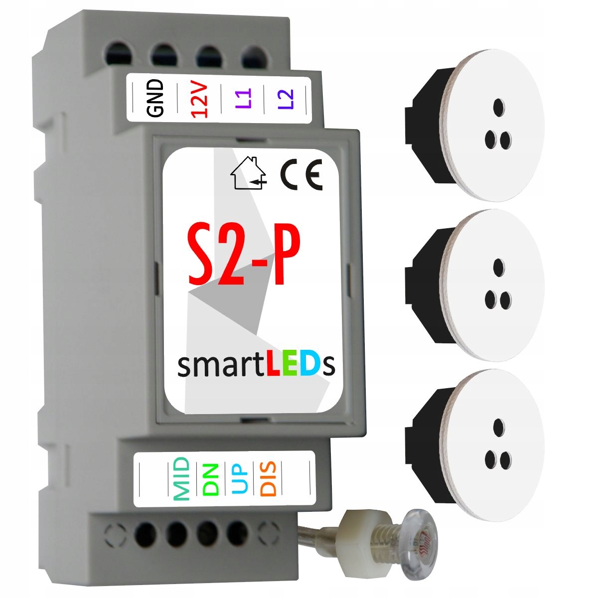 ZESTAW Sterownik schodowy smartLEDs S2-P + 3 Czujniki ruchu + Sonda światła