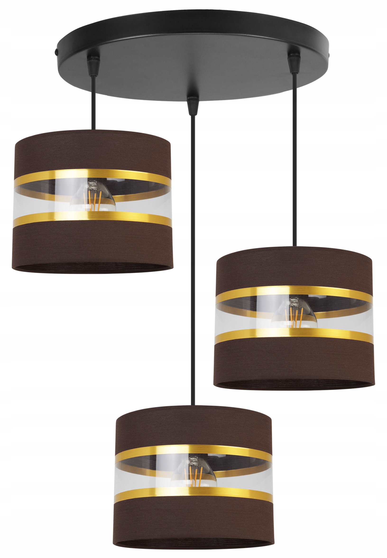 Závěsná Stropní Lampa S Trojitým Lustrem Glamour, Zlaté Pruhy, Stínítko