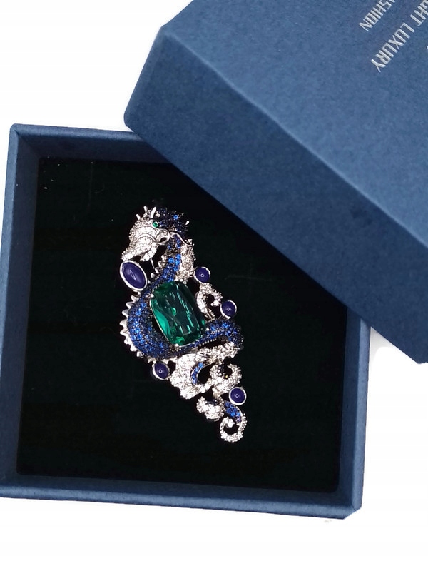 Luxusní Brož Stříbrná Mořský Koník Krabička Jako Dárek