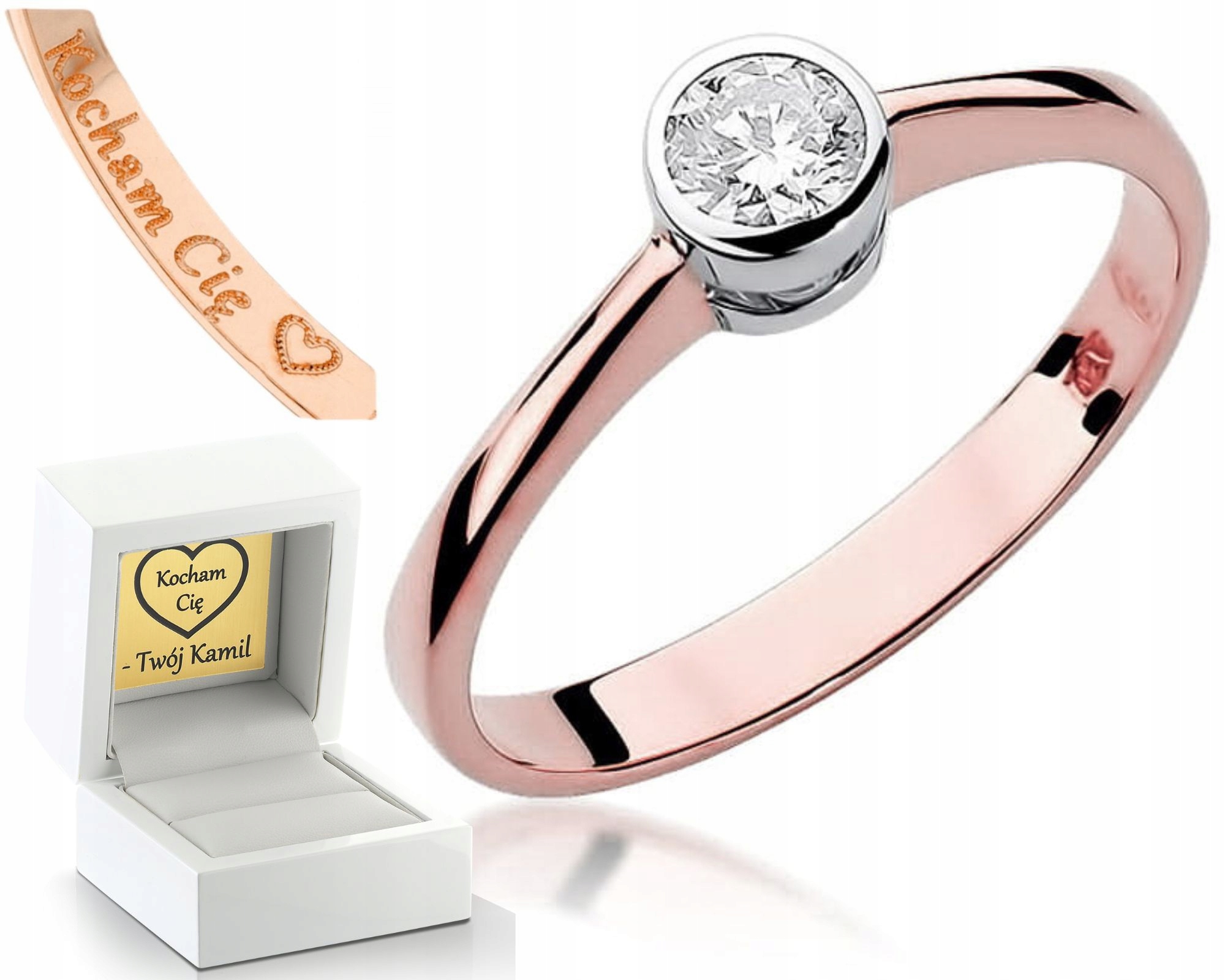 Růžové Zlato Prstýnek Briliant 585