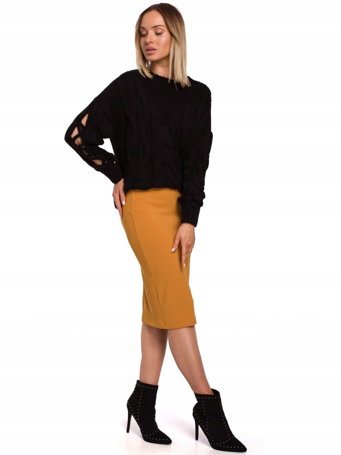 

Eu L/XL M539 Sweter z dziurami na rękawach - czarn