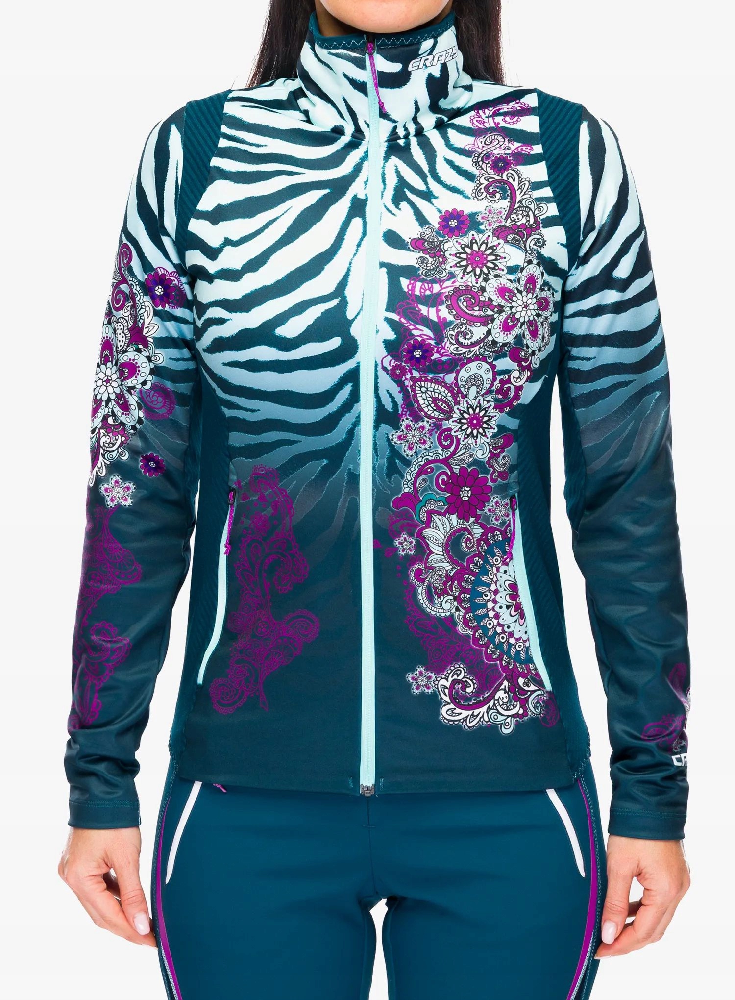 Bluza damska bez kaptura Crazy Pull Wonder Magic black/zebra L