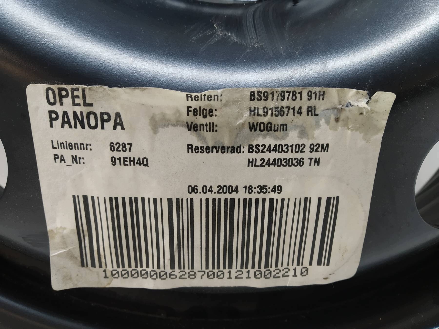 wheel spare R16 5X110 ET41 OC64 4.00B16H2 OPEL