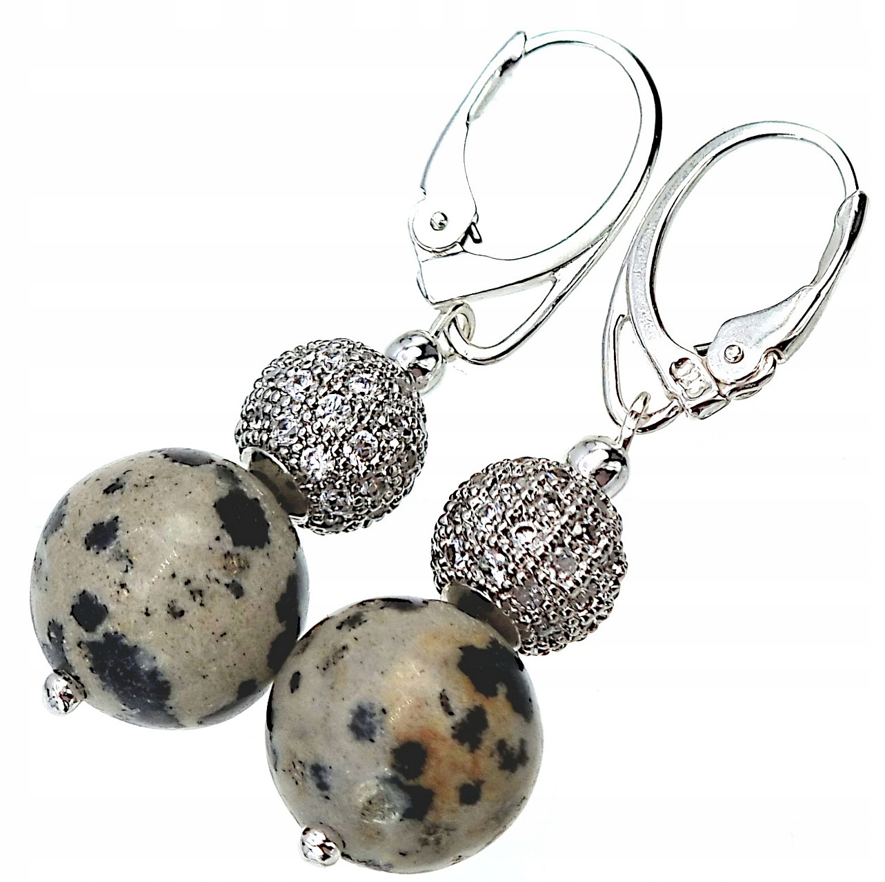 Jaspis Dalmatinský Výjimečné Náušnice Stříbro