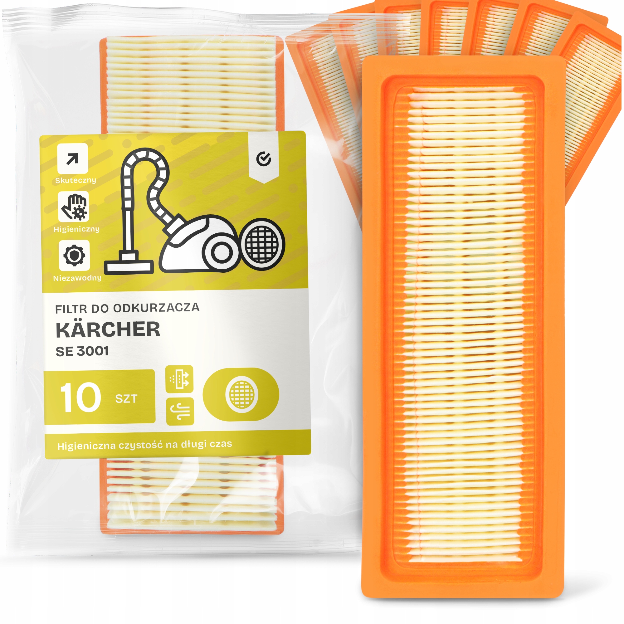 10 x Vzduchový Filtr Pro Vysavač Kärcher Se 3001 Omyvatelný Výkonný Em-w