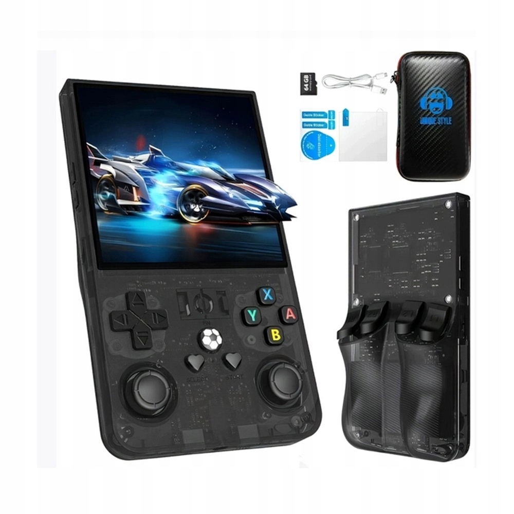R36 Max Konsola Przenośna Z Joystickiem Linux Retro Gry 64GB Karta Pamięci
