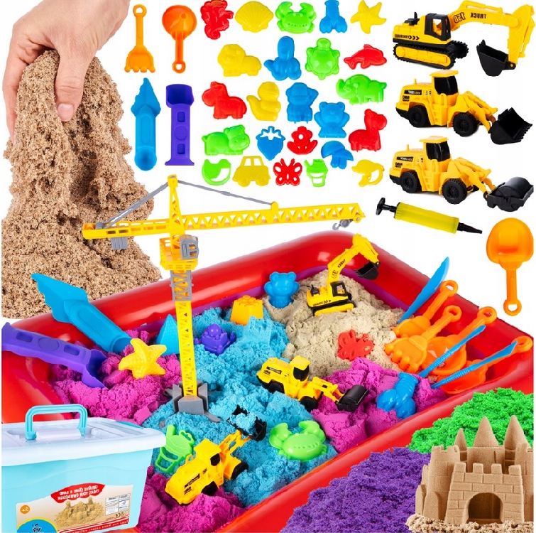 КІНЕТИЧНИЙ НАБІР ПІСОК + ПІСОЧНИЦЯ БАСЕЙН 55x41 + ФОРМУВАЛЬНИЙ КРАН ЕКСКАВАТОР