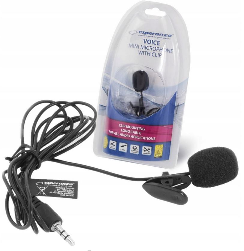 Mikrofon z Klipsem Czuły Mini Jack Krawatowy Klips