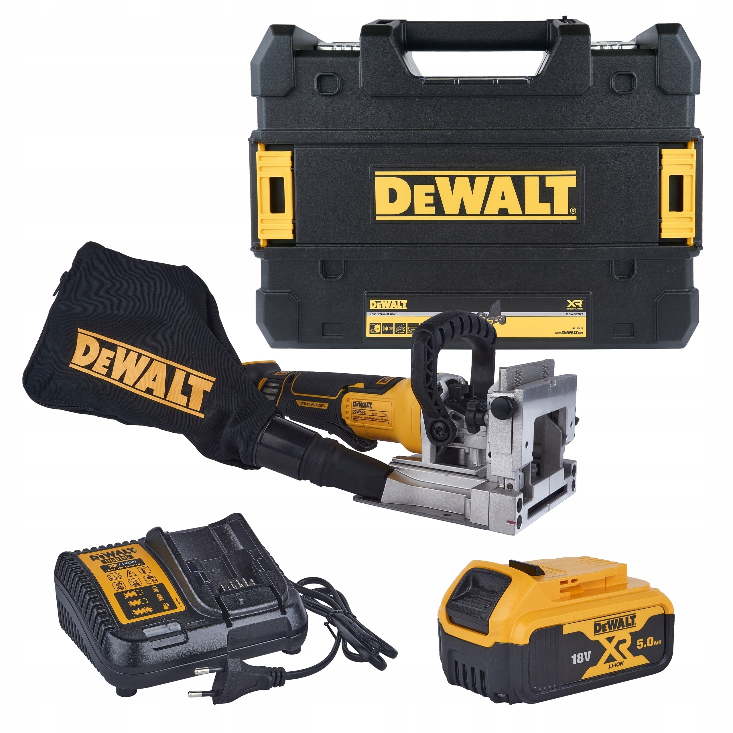 DeWALT DCW682P2 Frezarka Lamelownica 2x5,0Ah 18V