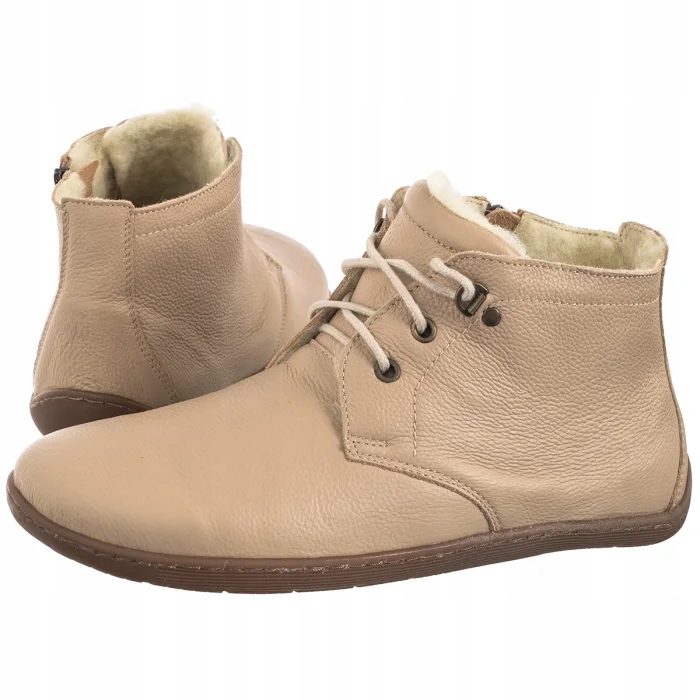 Dámské Zateplené Kožené Boty Kotníkové Boty Helios Béžové 501P 131