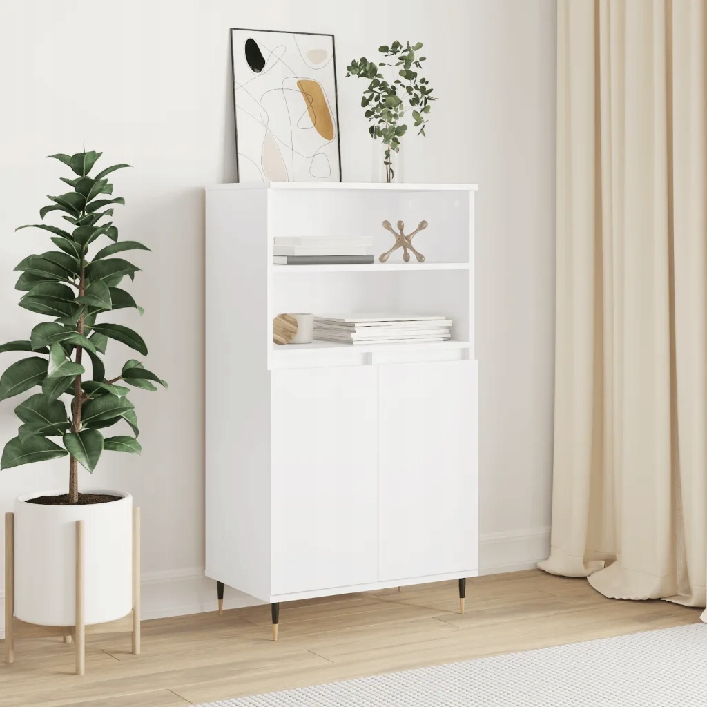 Petrashop Skříň highboard bílá 60 x 36 x 110 cm kompozitní dřevo Bílá 8314