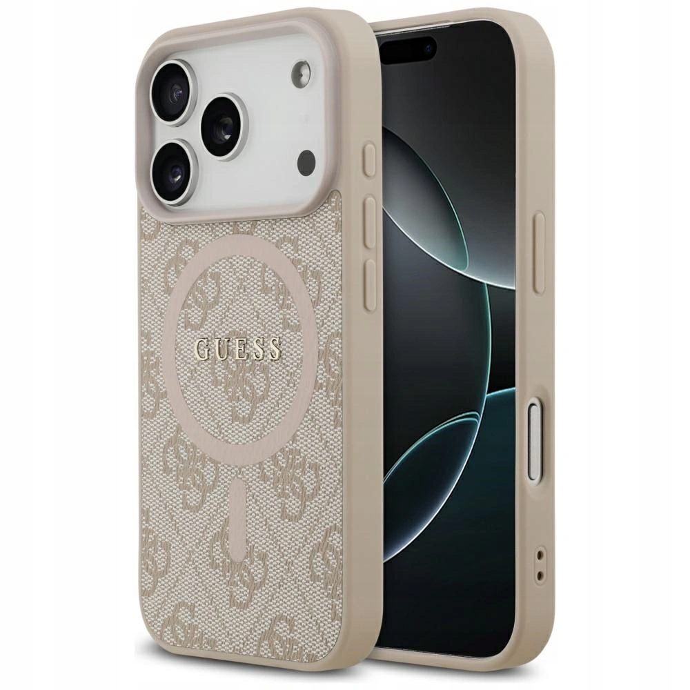 Pouzdro Guess 4G Ring Classic Logo MagSafe pro Apple iPhone 17 Pro, růžové