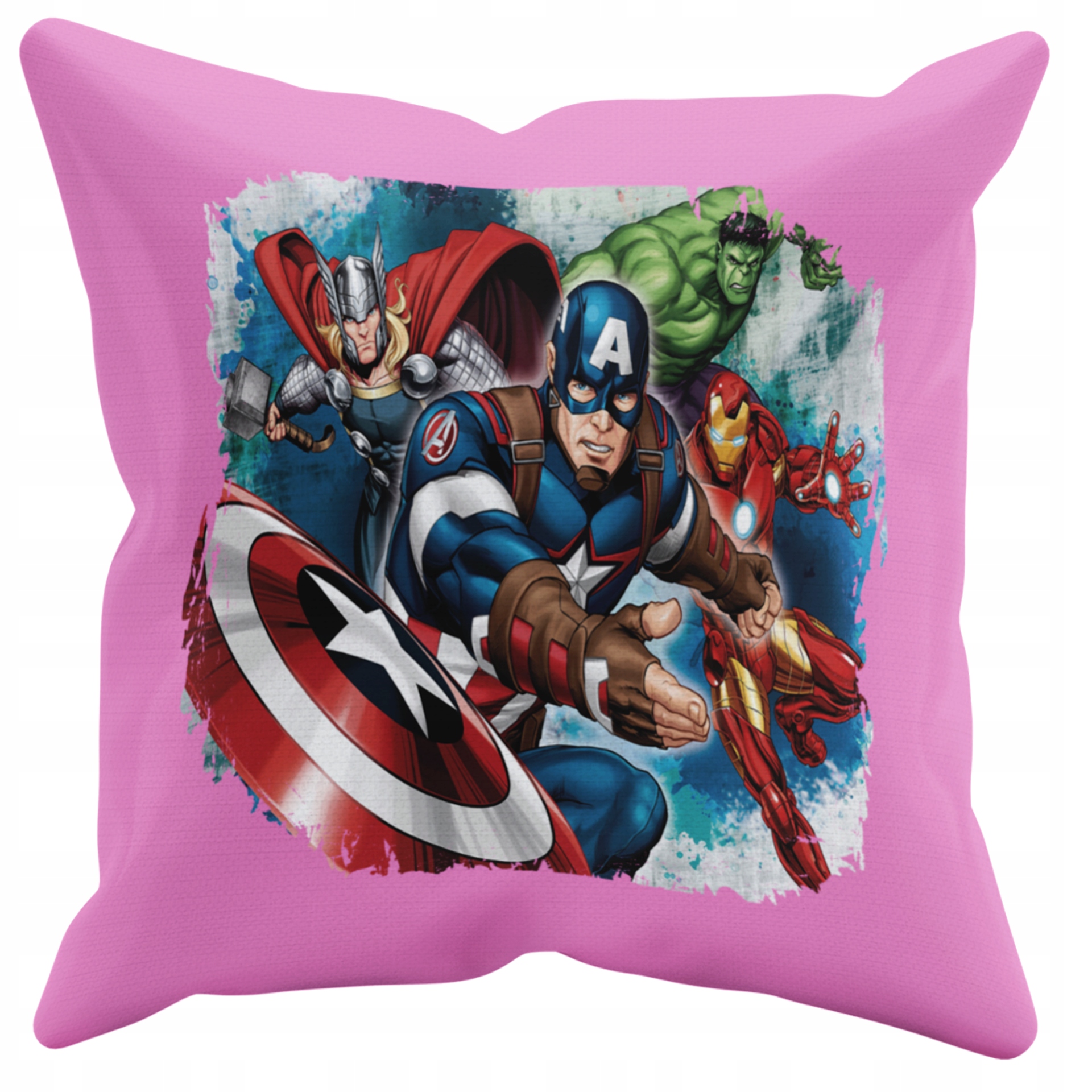 POSZEWKA NA PODUSZKĘ JAŚKA DO PRZEDSZKOLA KAPITAN AMERYKA + IMIĘ GRATIS Kolor dominujący odcienie różu