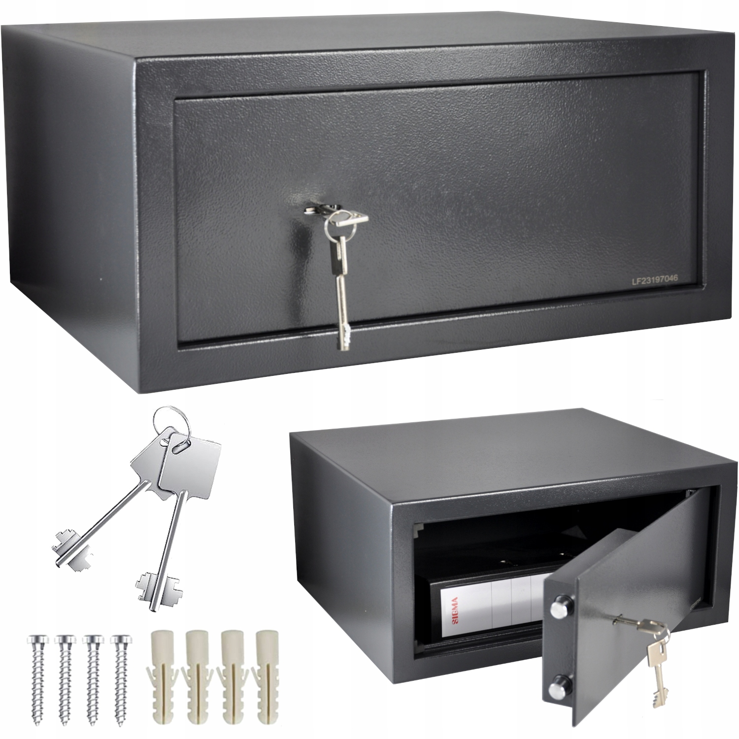 Sejf Do Domu Biura Na Klucz Duży 2 Klucze Zestaw Montażowy, 10 kg