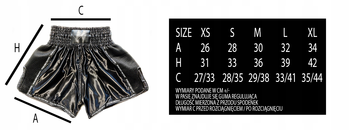 SPODENKI MUAY THAI KICKBOXING CZARNE KACIEJPRO WYSOKA JAKOŚĆ ROZMIAR XL Kolekcja V3