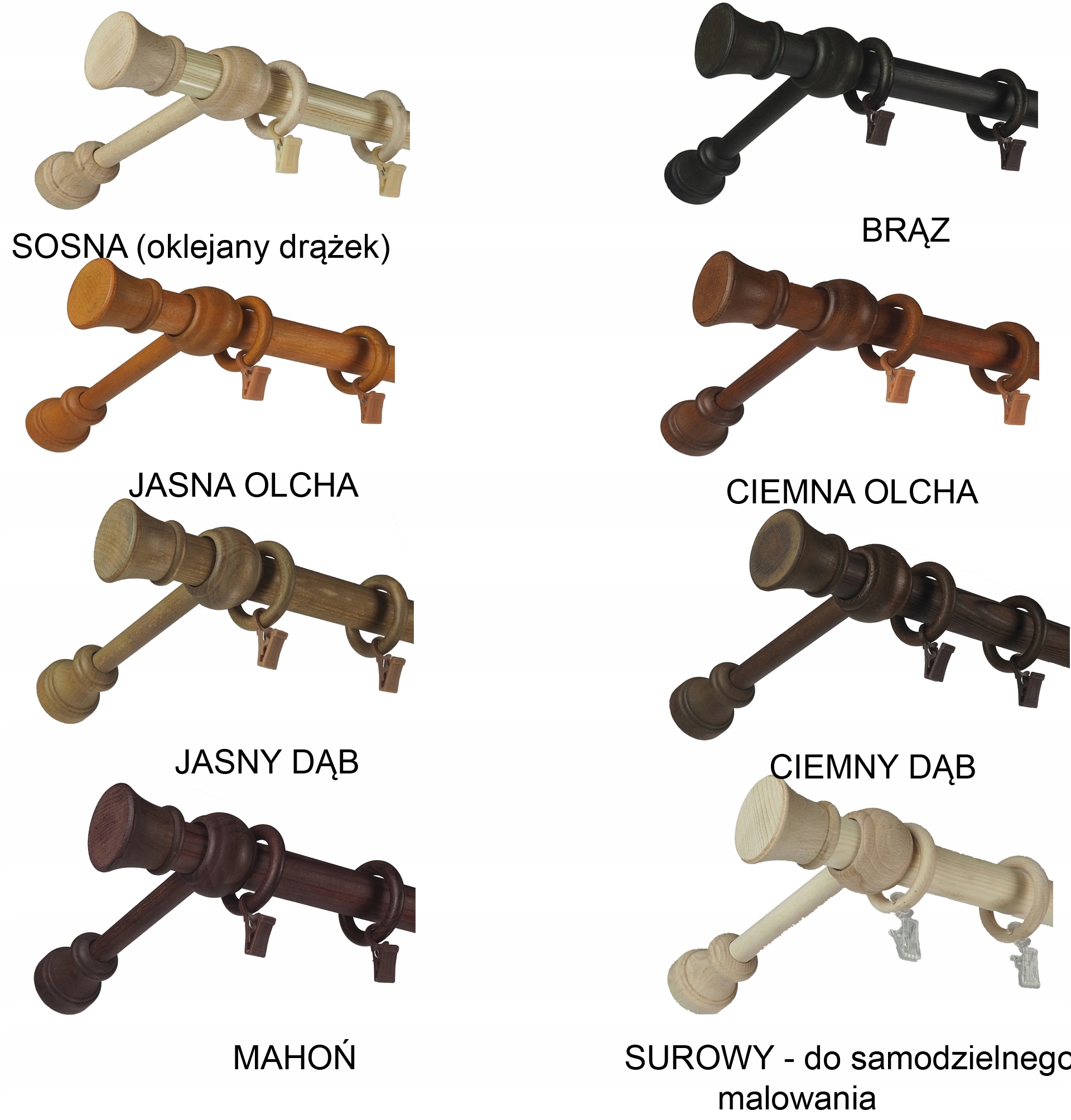 Karnisz drewniany fi 28 2,8 m pojedynczy 280 cm Marka FajnyDom