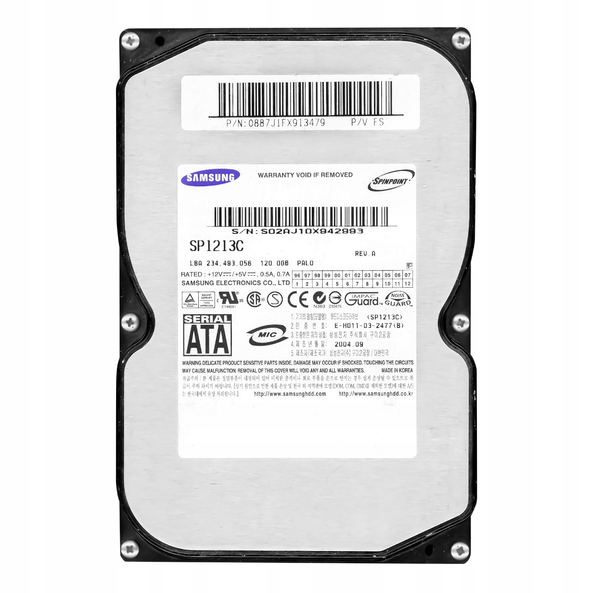 Samsung SpinPoint P80 120GB 7.2K 8MB Sata 3.5'' SP1213C