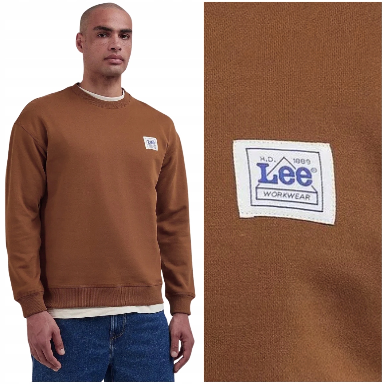 Lee Workwear Sws relaxed Burlwood volná hnědá bavlněná mikina M