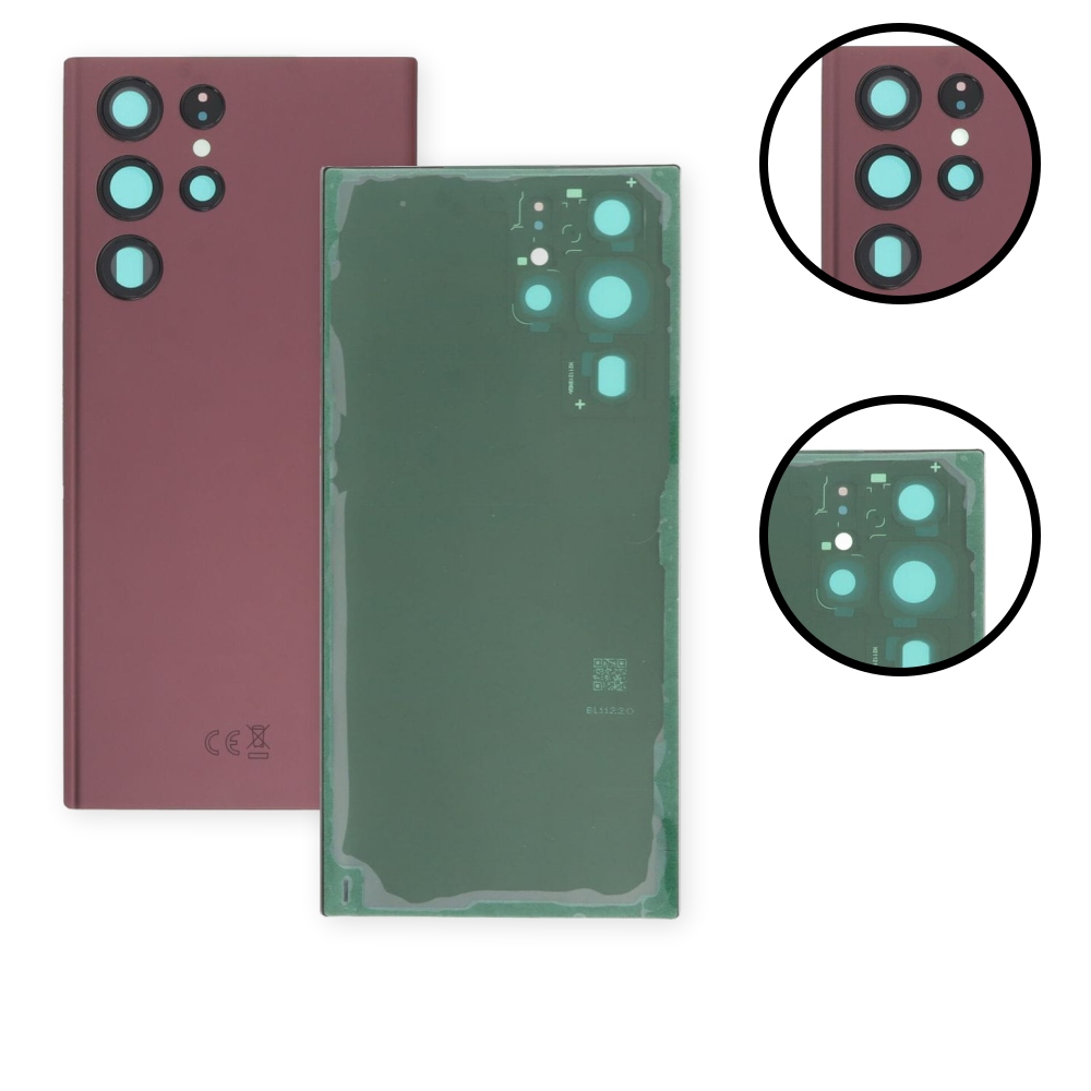 Tylna klapka, tylne szkło do Samsung Galaxy S22 Ultra 5G, bordowa