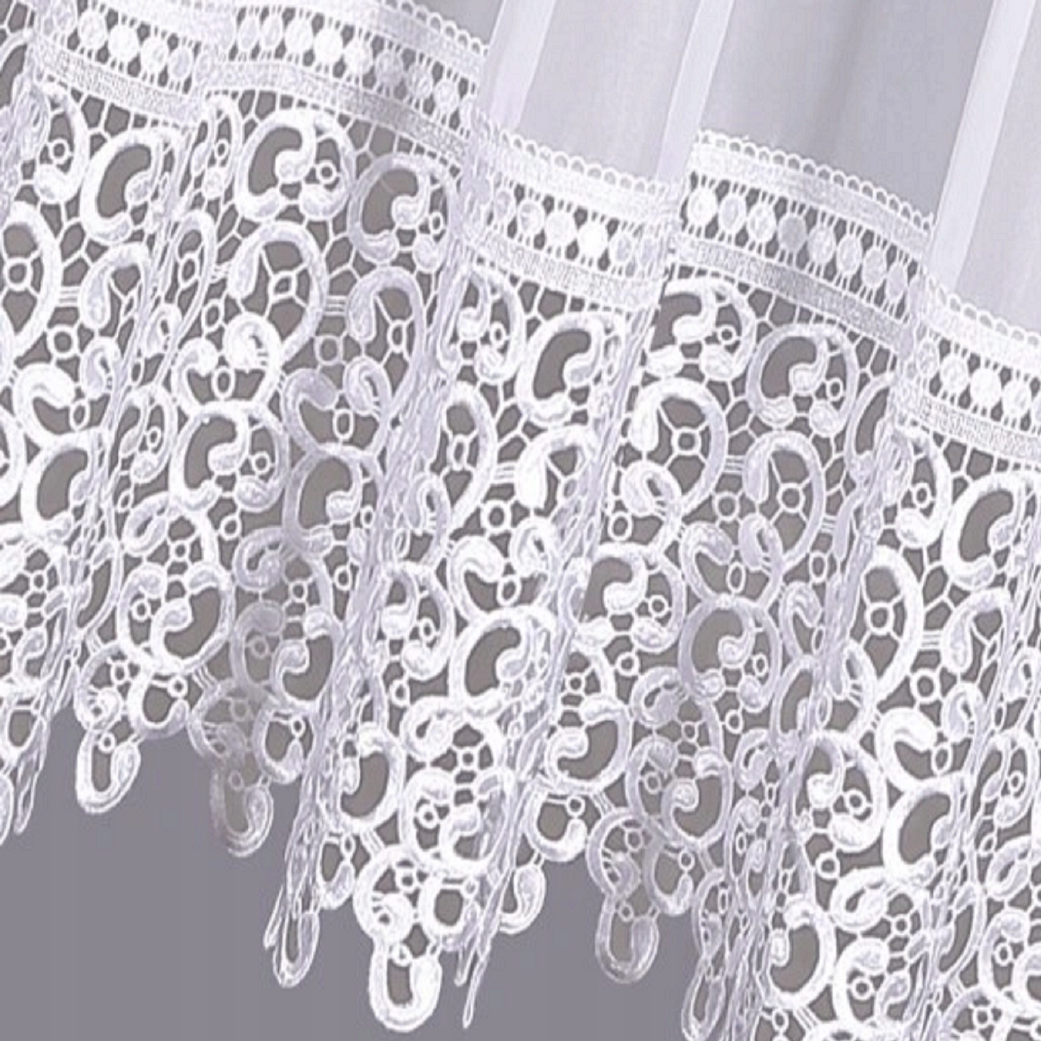 FIRANA GOTOWA Z GIPIURĄ 200x170 FIRANKA PROSTA GŁADKA FIRANY Z KORONKĄ Szerokość produktu 200 cm