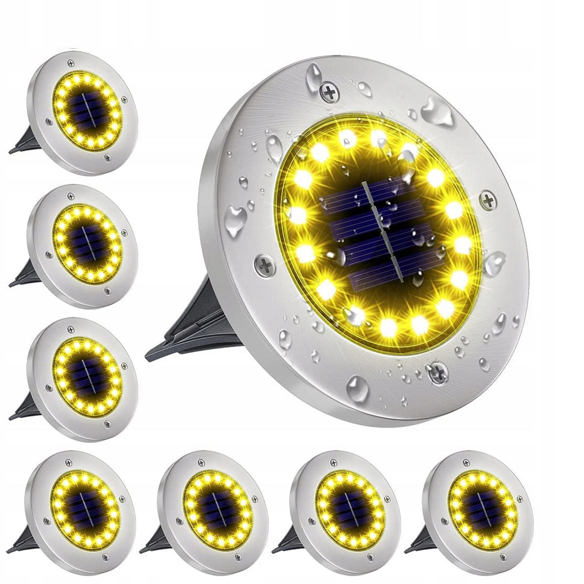 

8 x Lampa Solarna Ogrodowa z Ładowalną Diodą Led