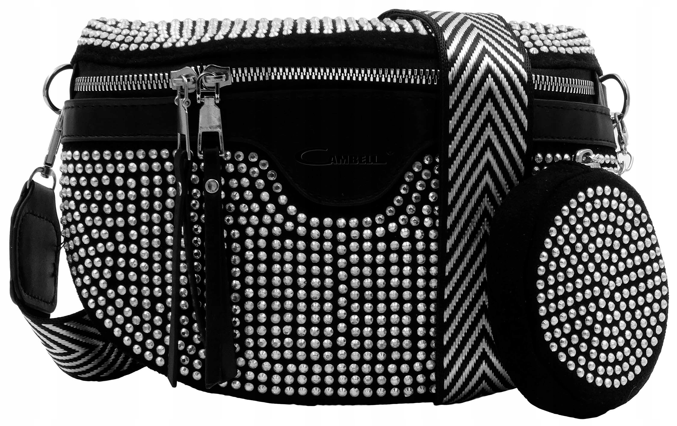 DAMSKA SASZETKA NERKA BAG NA RAMIĘ Z PORTFELIKIEM TOREBKA CROSSBODY CEKINY