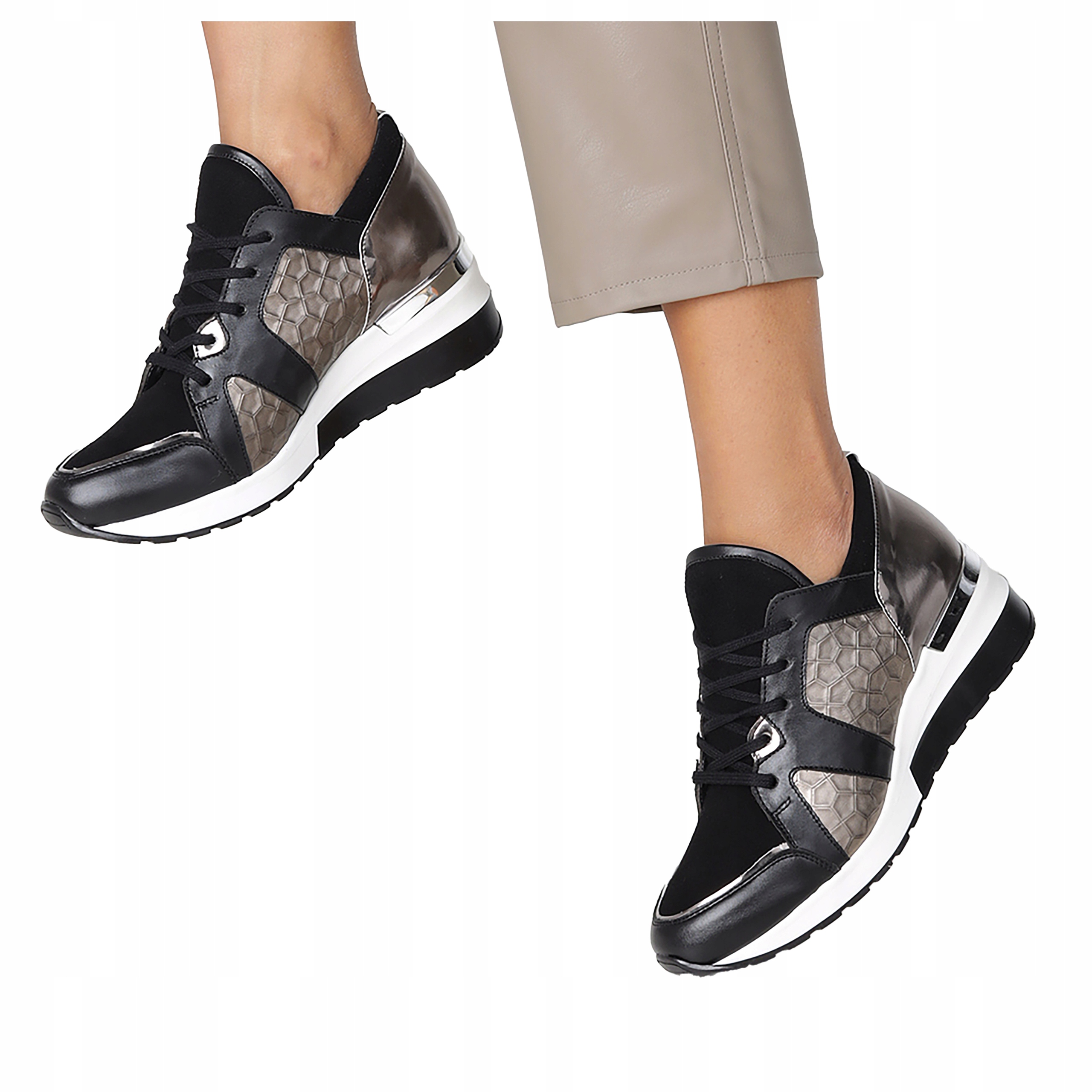 Sportovní Tenisky, Kožené Boty Na Klínku Pl 39