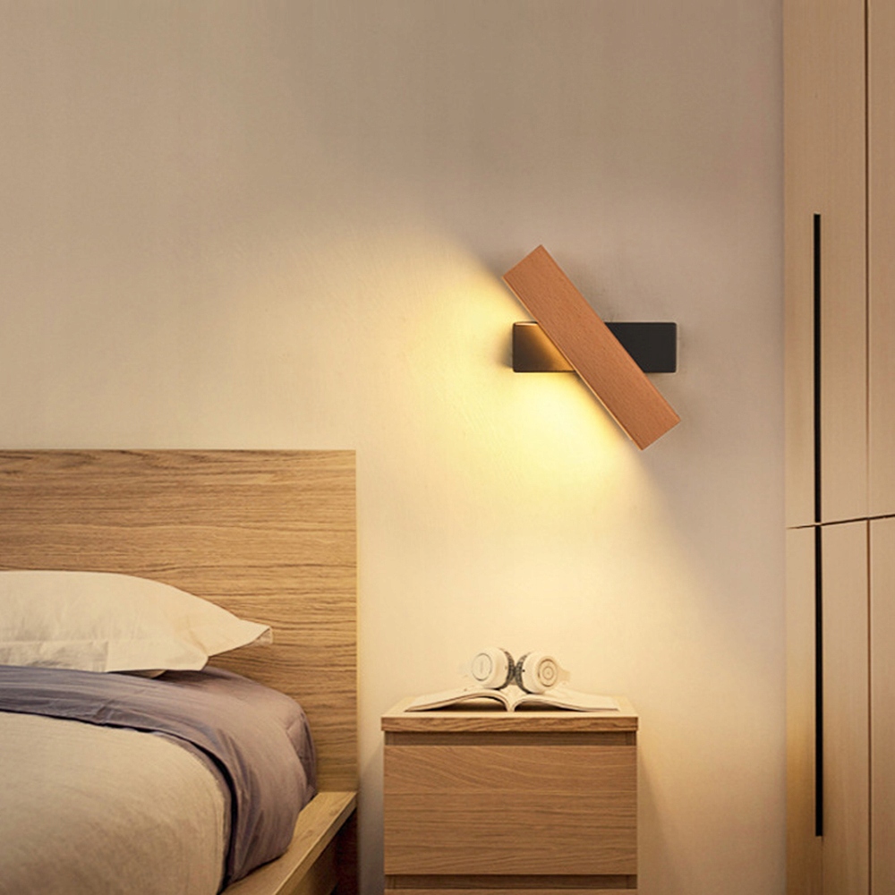 Obrotowa lampa LED 4W ścienna z litego drewna Marka inna