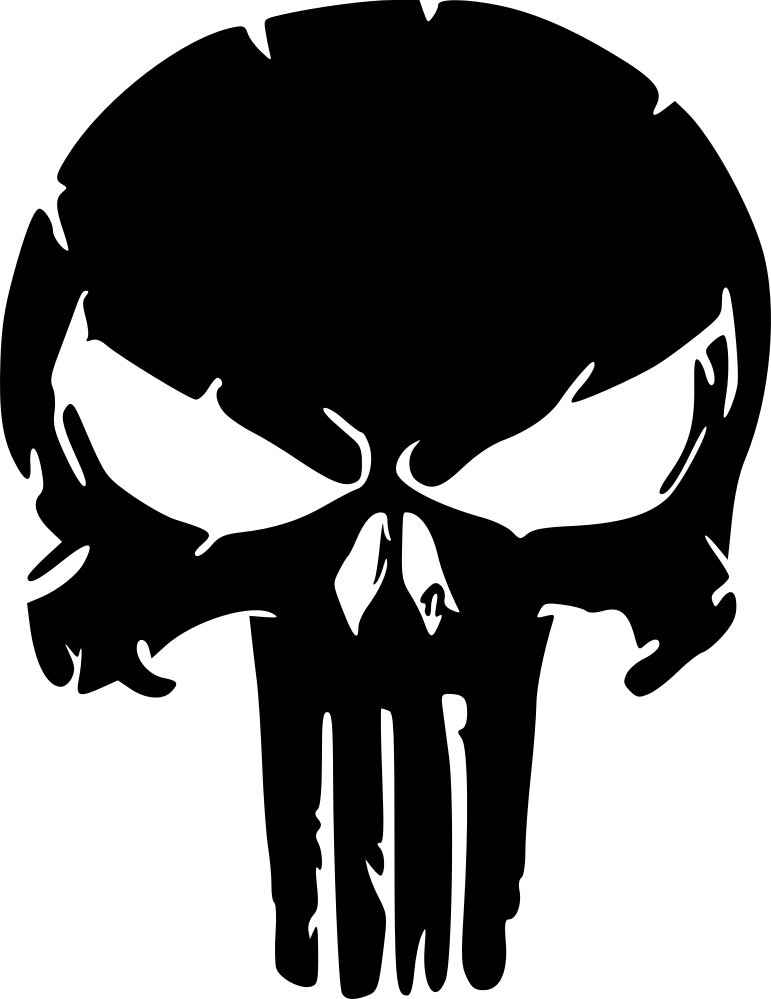 Naklejka bez tła na samochód czaszka Punisher 12 x 9,3 cm