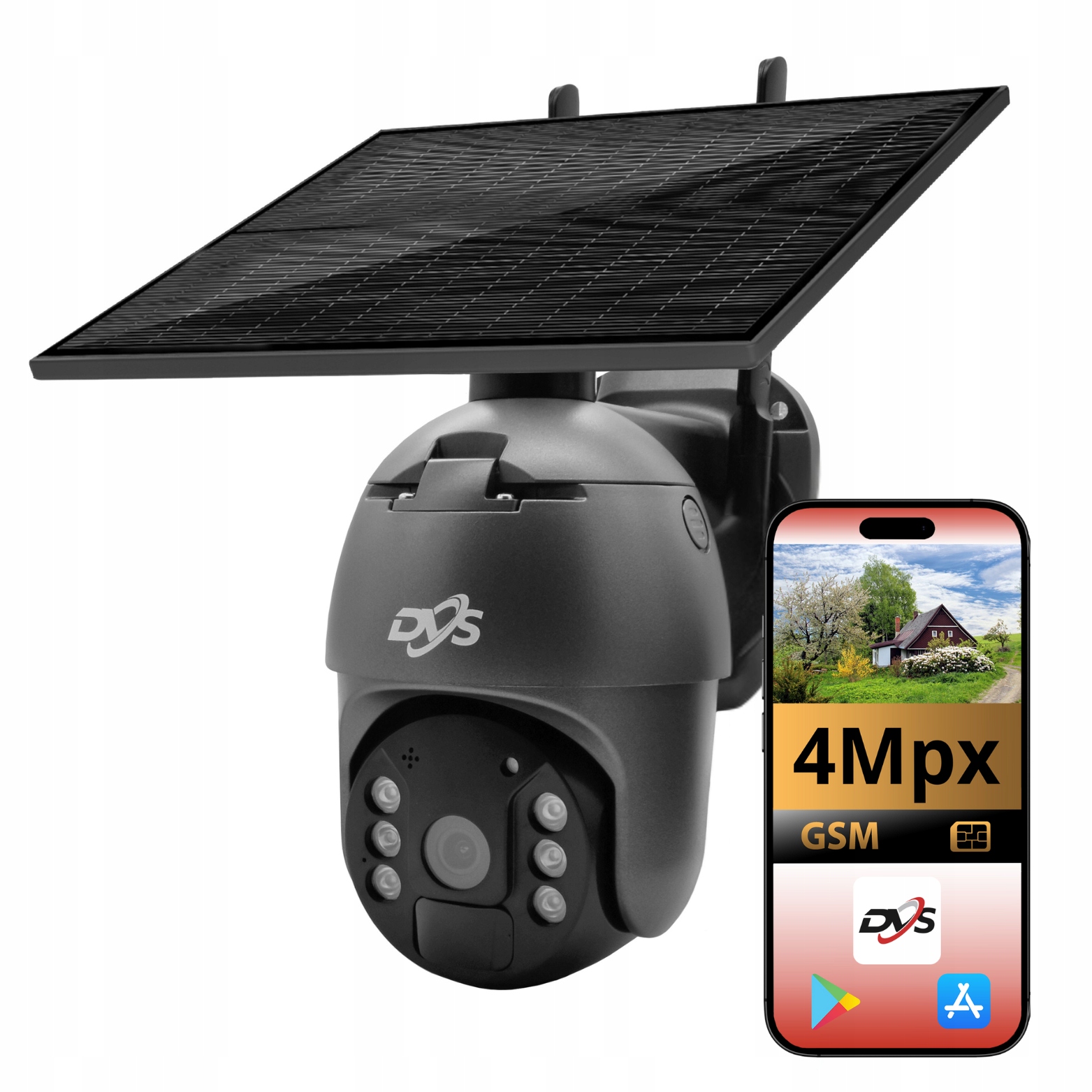 Vonkajšia Otočná Kamera Dvs 4MPX Na Sim Kartu S Solárnym Panelom A Batériou