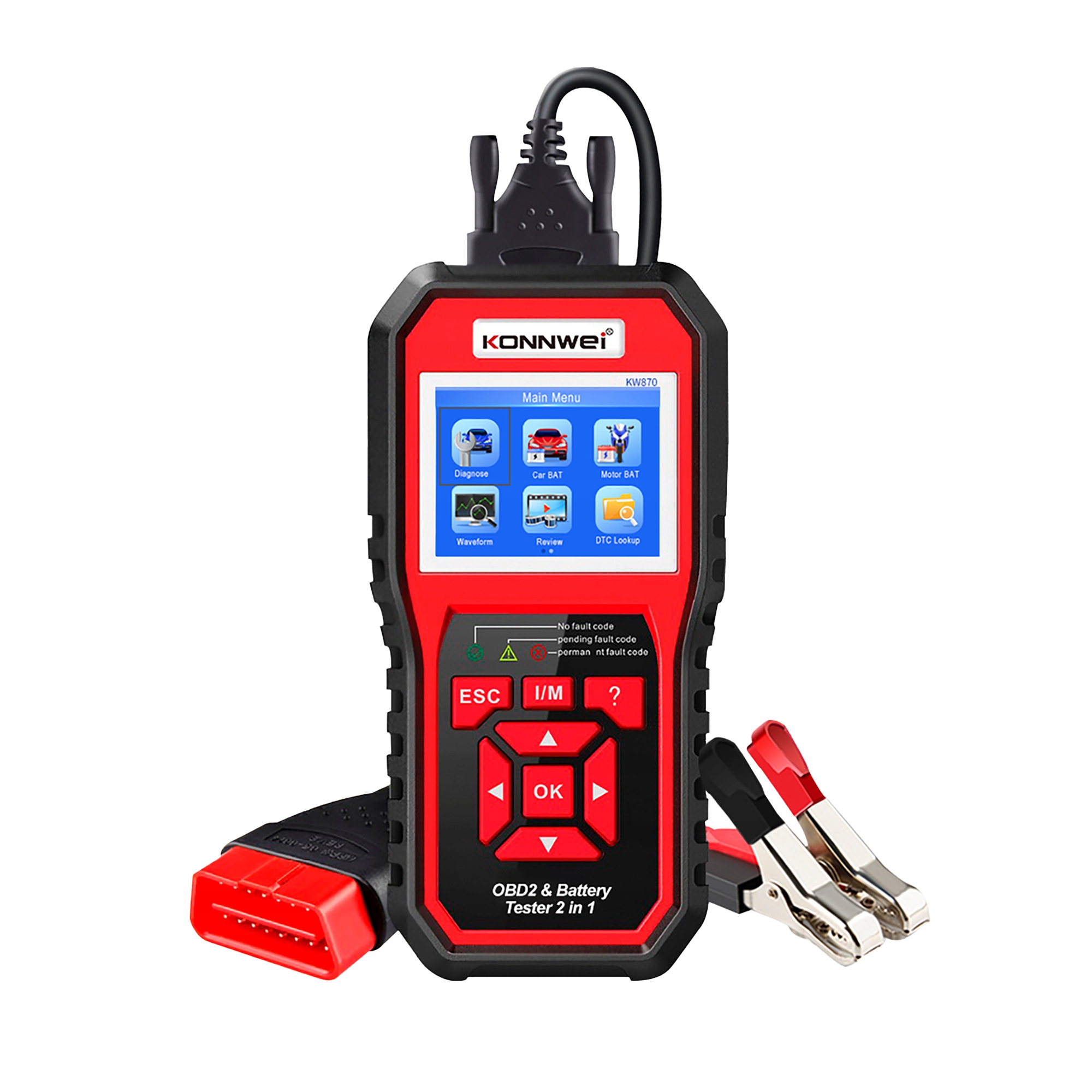 Miernik diagnostyczny skaner OBD2 tester baterii Konnwei KW870