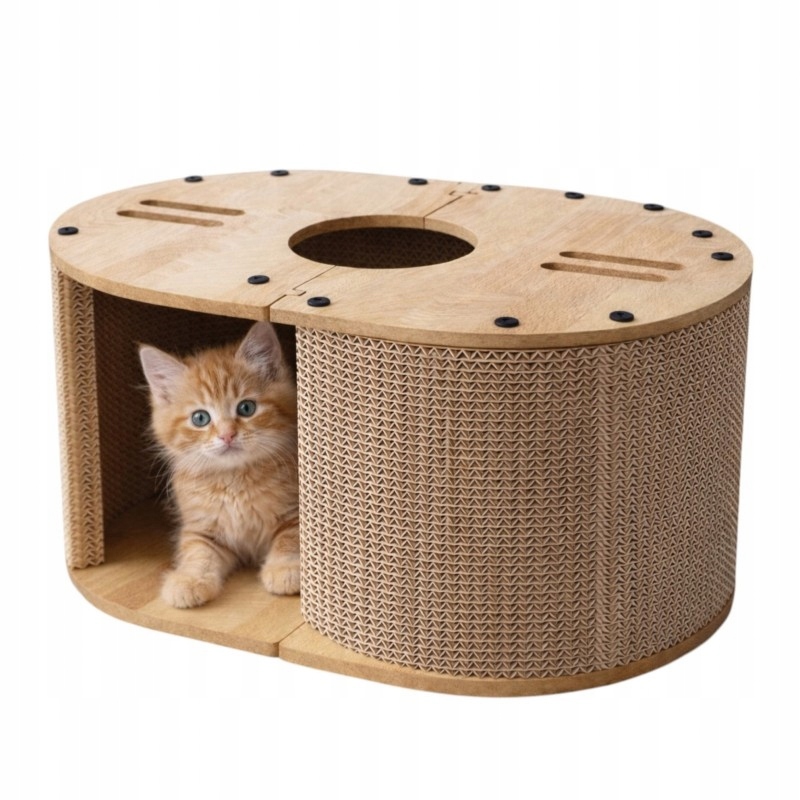 Levně Kartonový Domeček Pro Kočky Škrabadlo Pelíšek