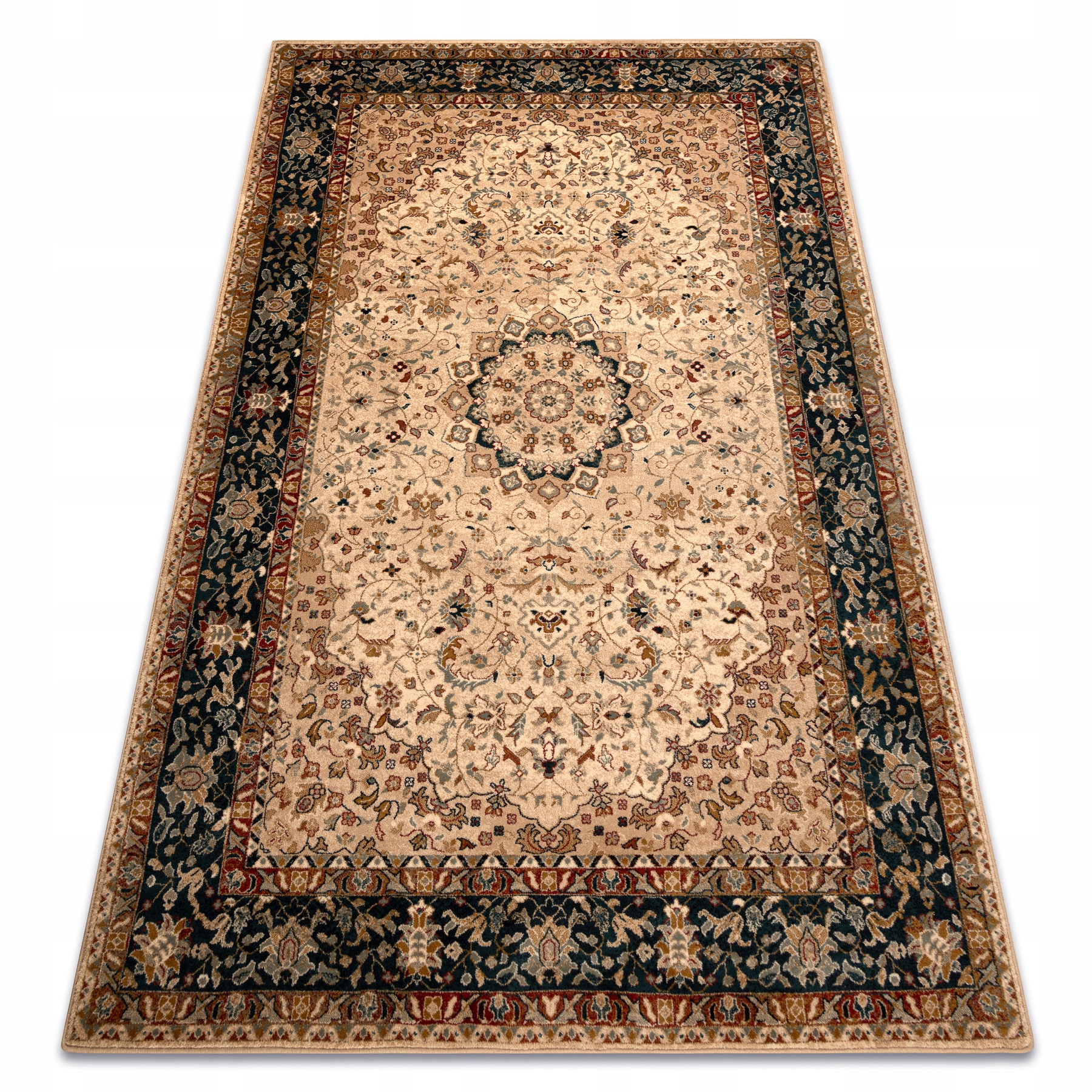 Dywan wełniany Omega Adagio Vintage rozeta szmaragd Ramka Klasyk 235x350 cm