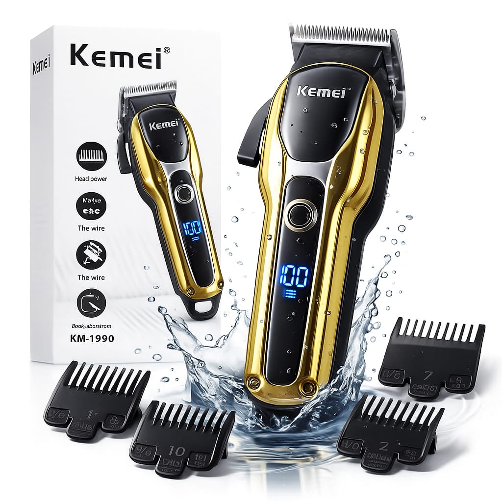 Bezprzewodowa Maszynka Do Strzyżenia Brody Włosów Kemei KM-1990 LCD Usb