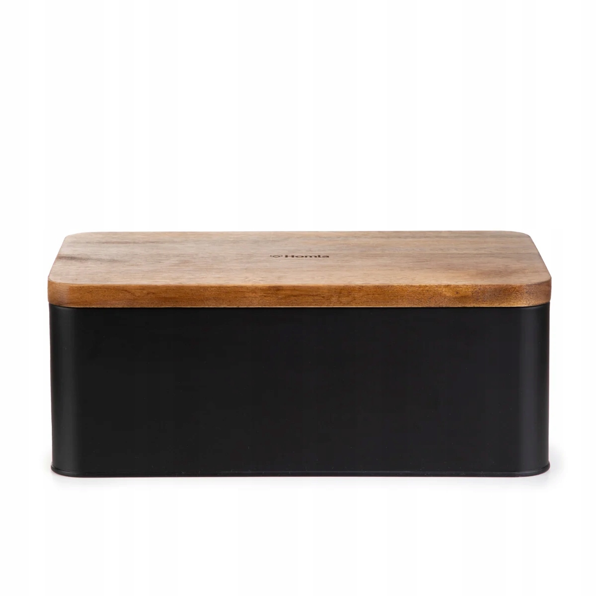 Chlebník Lomas černý s akátovým víkem 33x18x13 cm Homla
