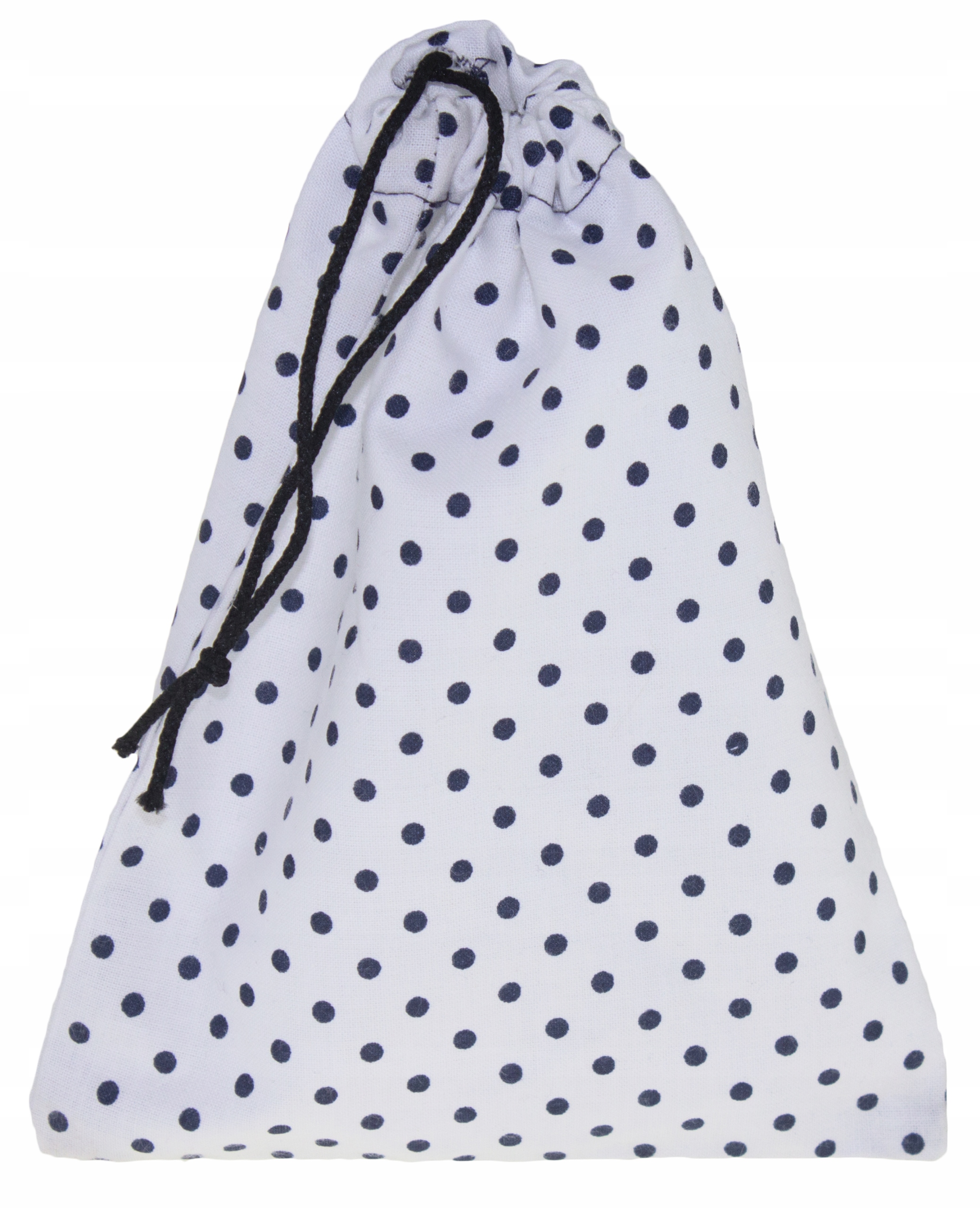 Woreczek BAWEŁNIANY biały w kropki CIENKI EKO