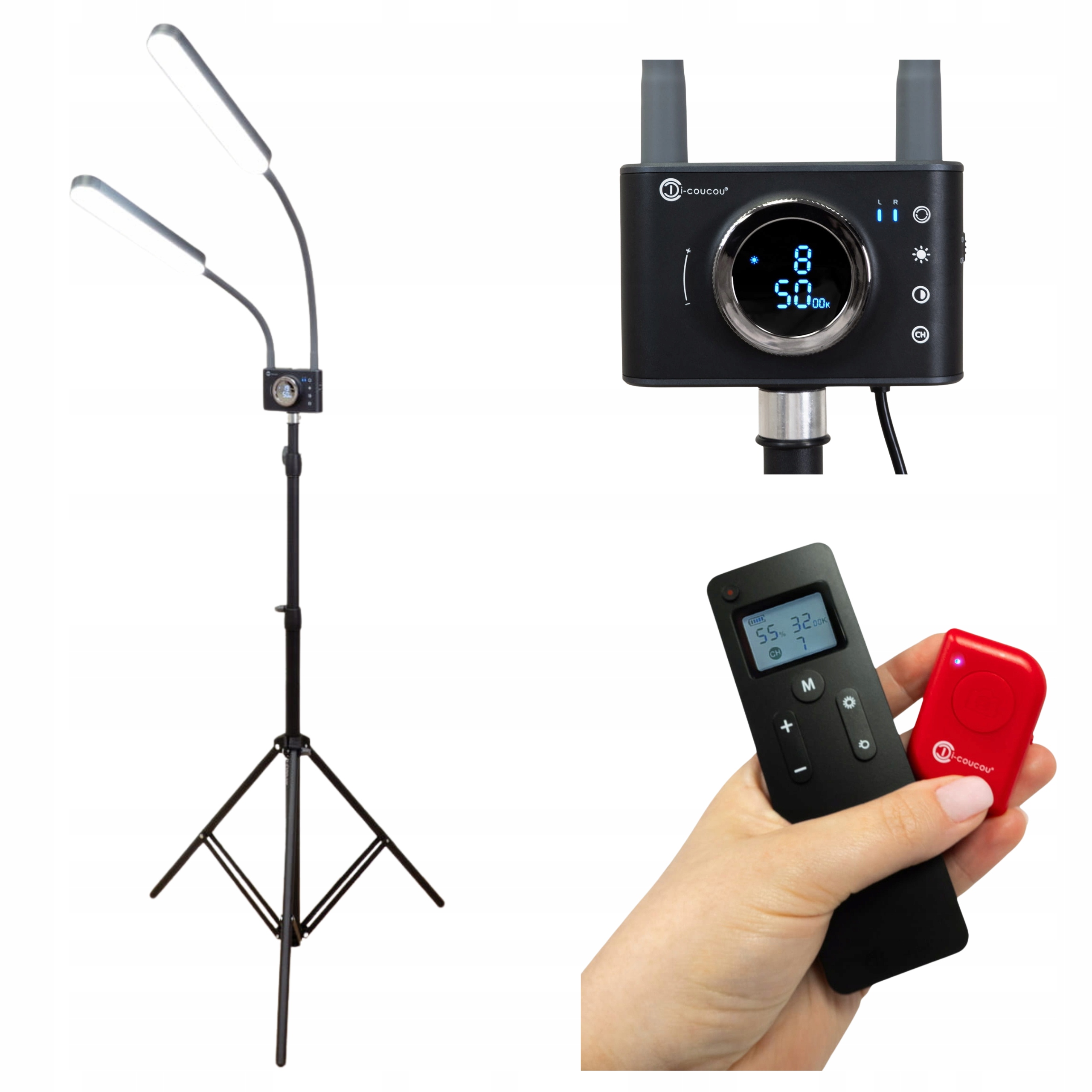 Kosmetická lampa pro prodlužování řas Duo Star Podlahová Led Černá Dvojitá