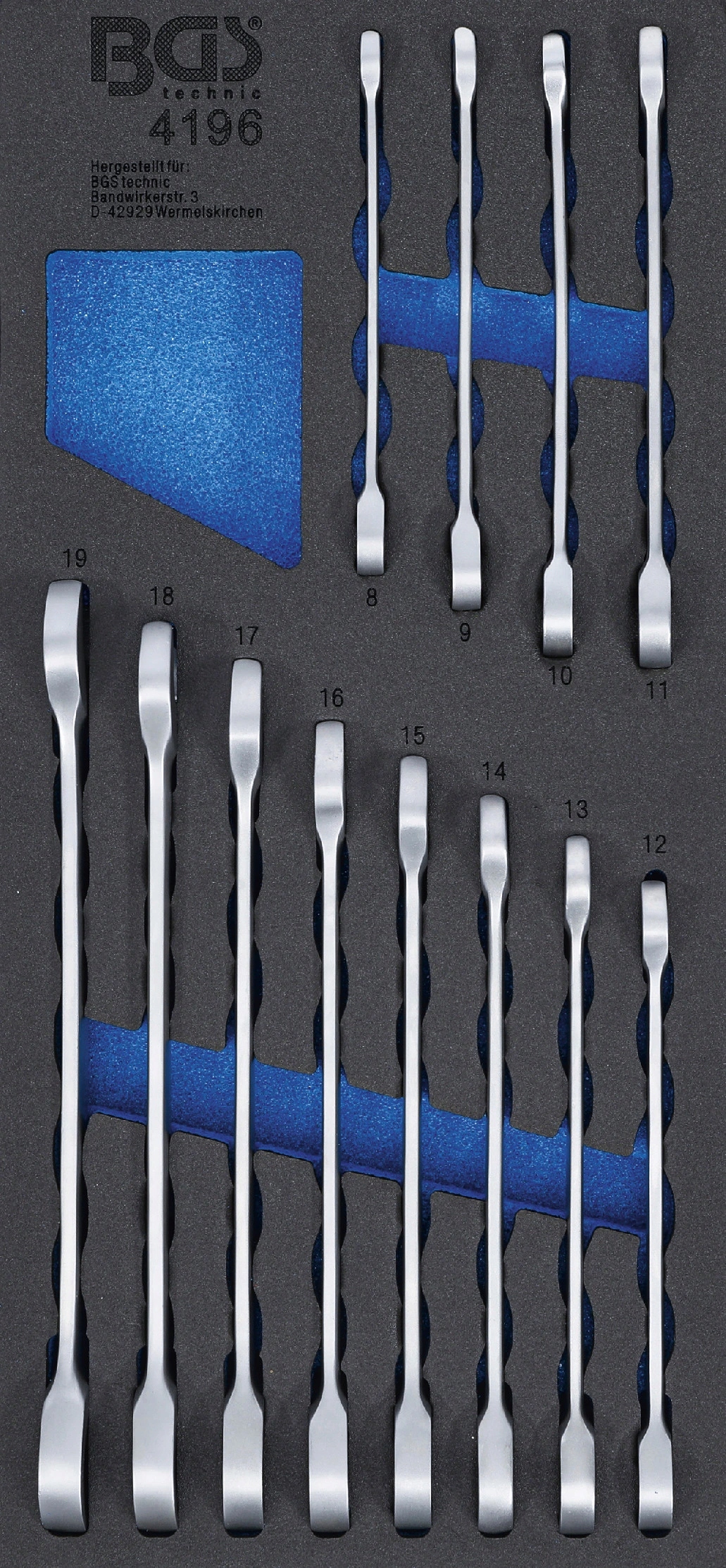 Bgs 4196, Vložka do dielenského vozíka 1/3:sada račňových očkoplochých kľúčov