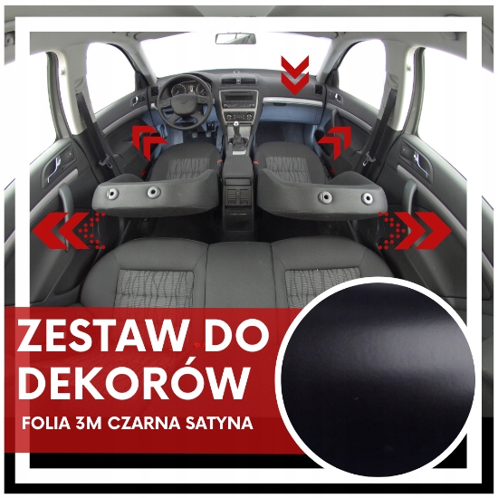 Zestaw do Oklejania Decorów Folia 2M Czarna Satyna S12 Narzędzia