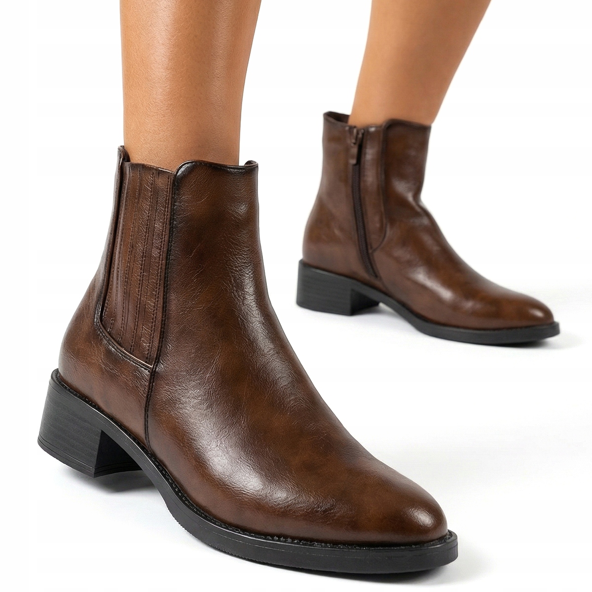 Kotníkové Boty Čokoládové s širokými podpatky Suwak Wojtyłko 36