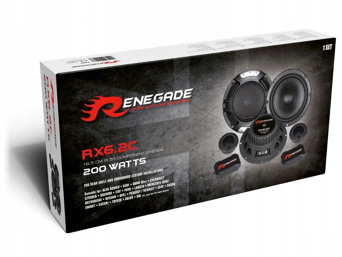Automobilové reproduktory Systém 165 mm výhybky maskovacie prvky Renegade RX6.2C