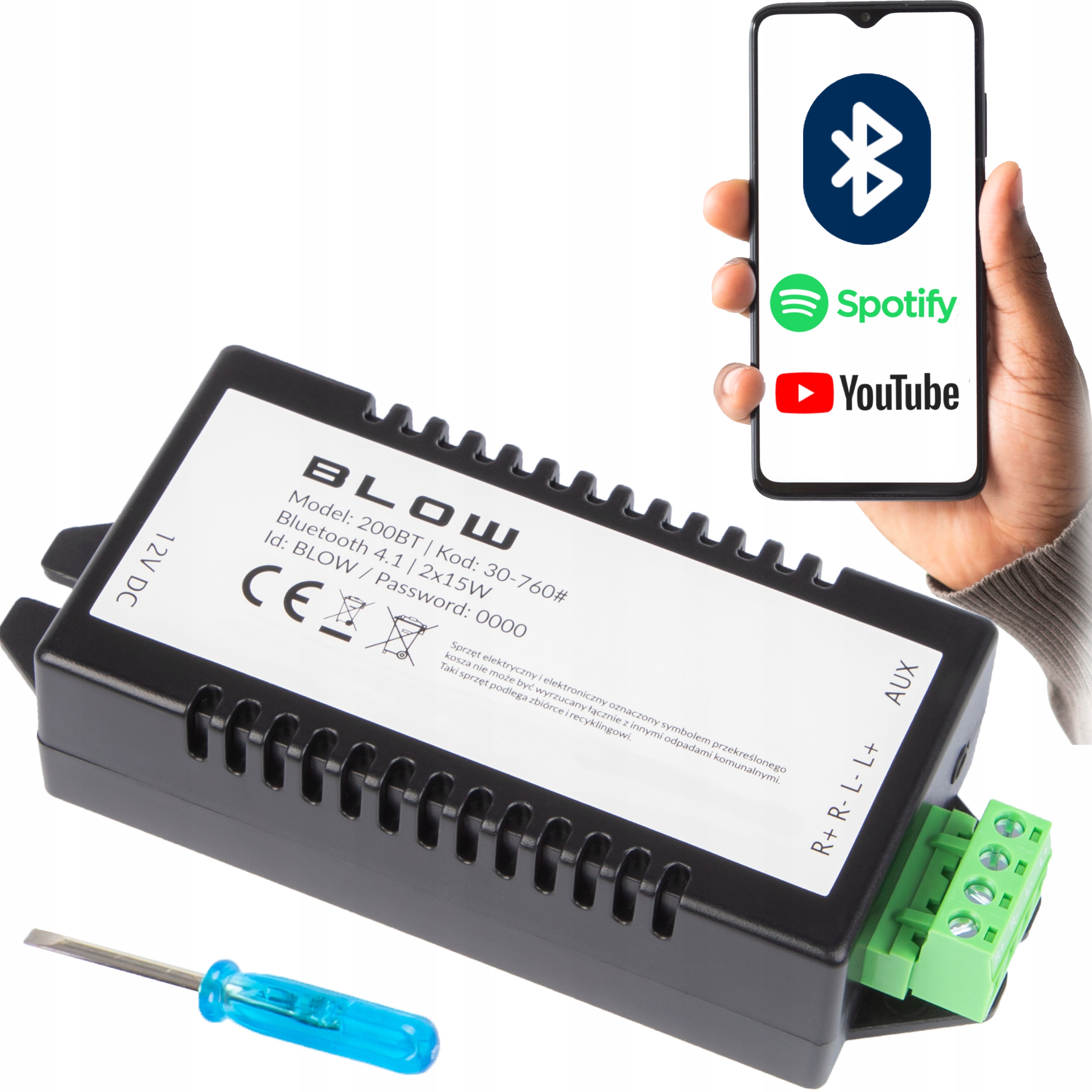 Zesilovač Bluetooth Nástěnná Stropní Instalace 2x 15W