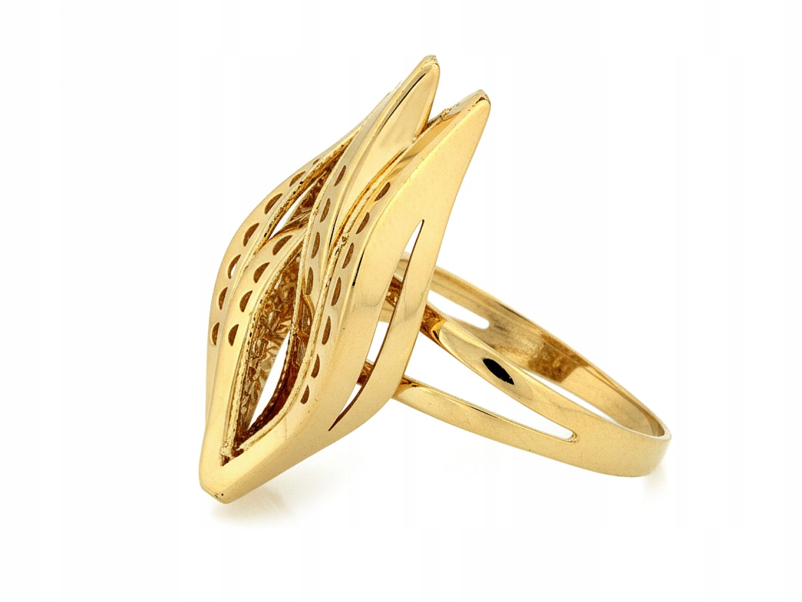 Zlatý prstýnek 585 Ažurový mandlový 19r, originální 3.46g jako dárek