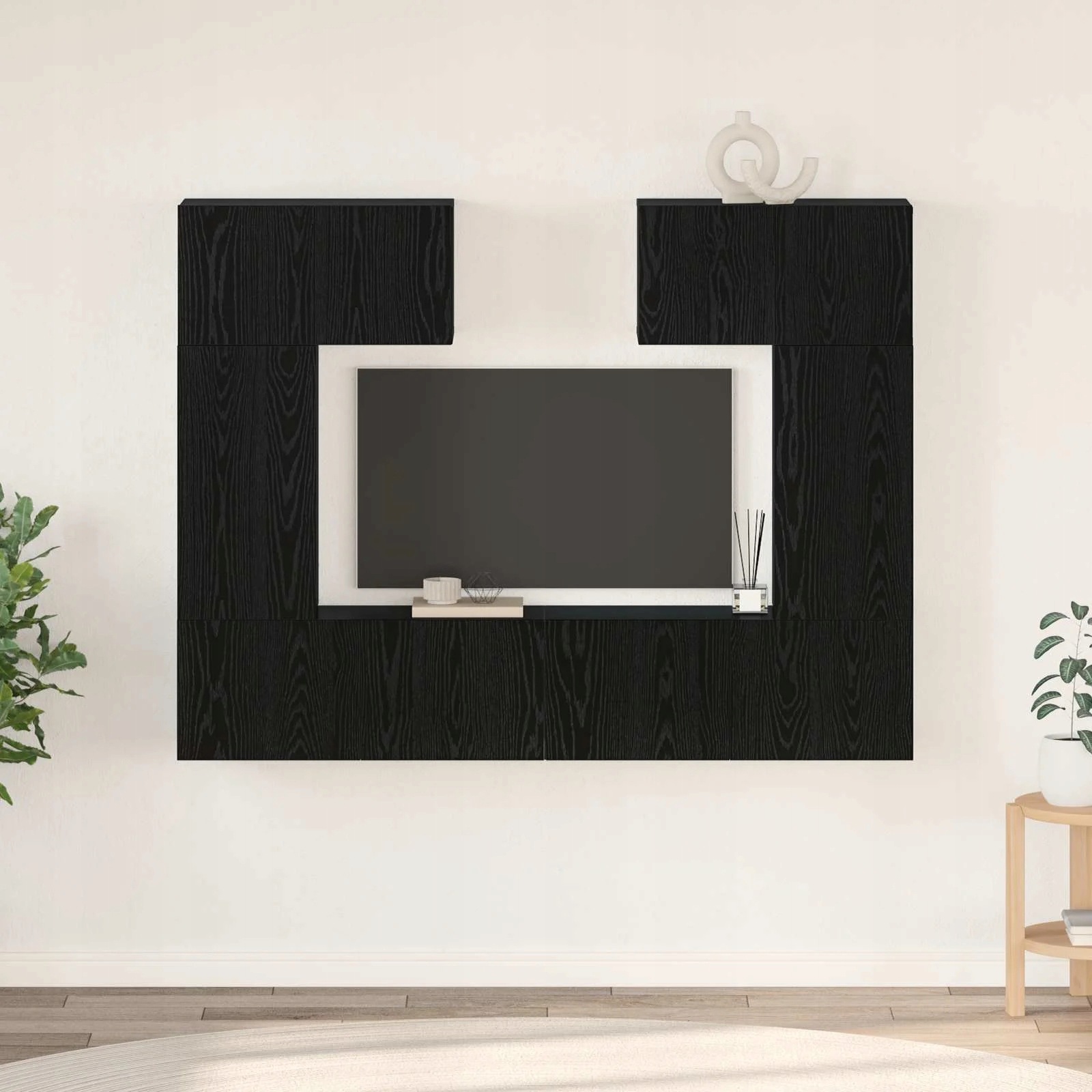 vidaXL Zestaw szafek Rtv 6 pcs Czarny Dąb Materiał drewnopochodny