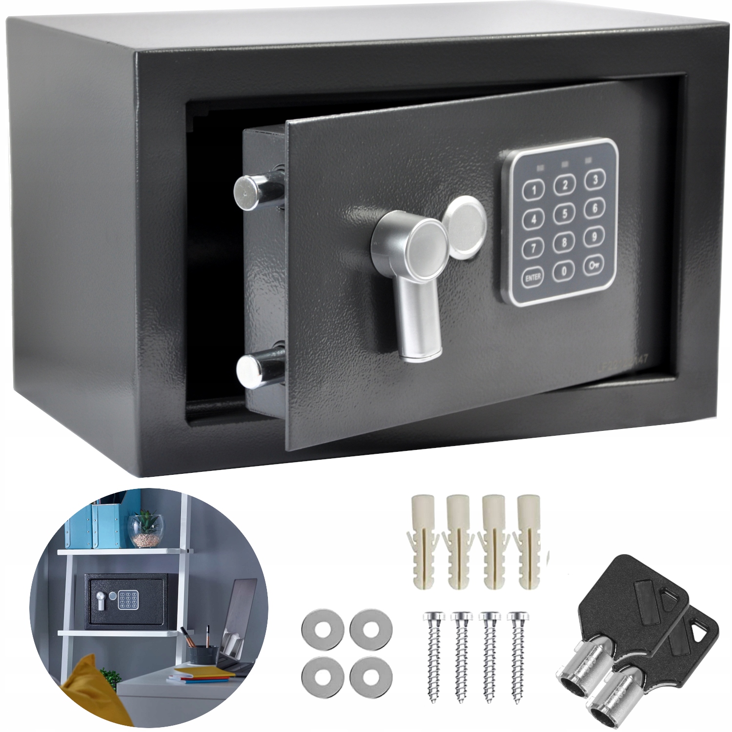 Sejf Elektroniczny Domowy Na Kod Szyfr Meblowy Kasa Pancerna 2 Klucze 6kg