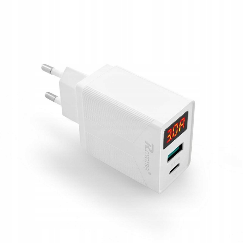 Ładowarka sieciowa Reverse U53 1xUSB 1xType C 3A, 20W, Power Delivery bia