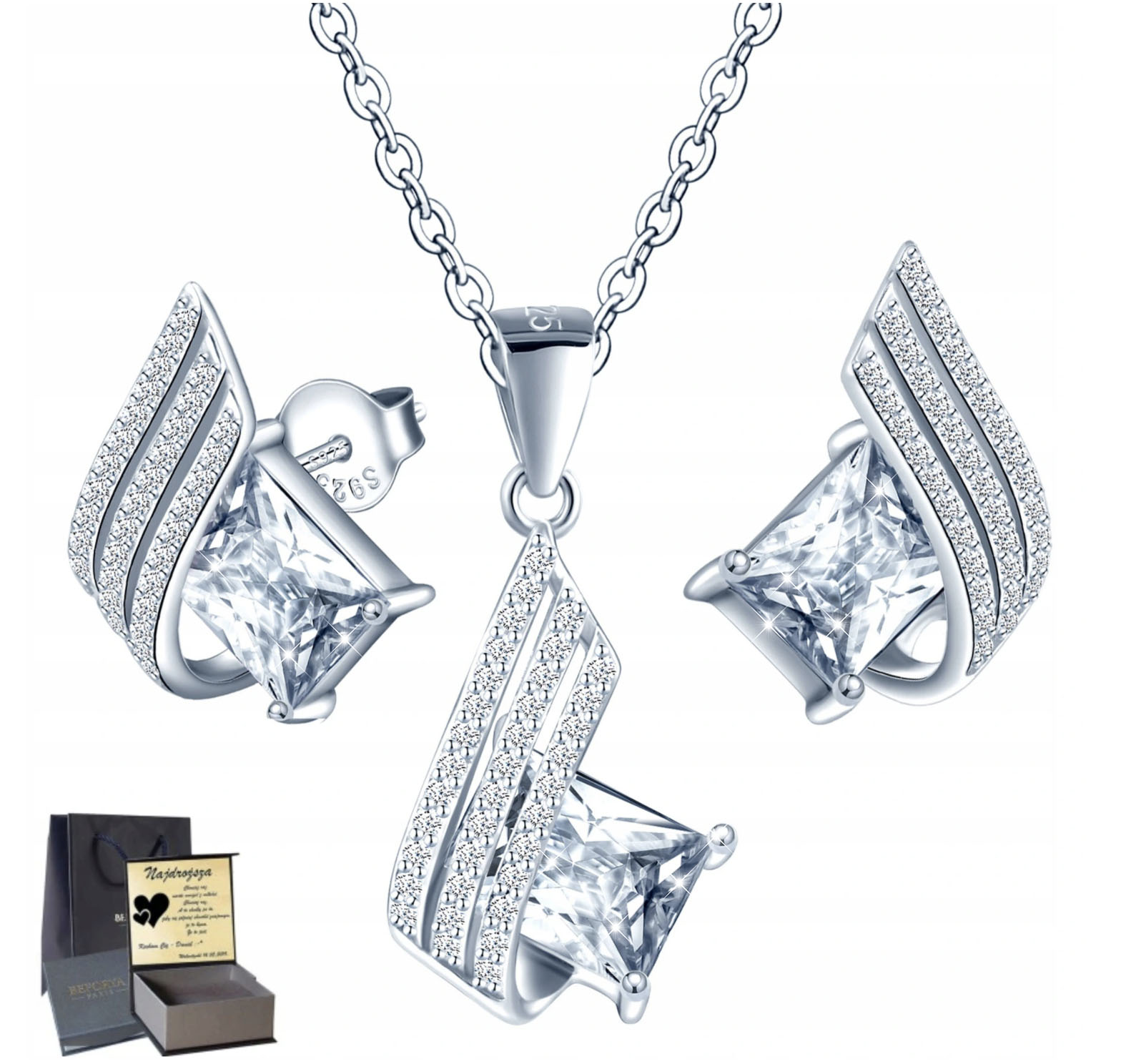 

Millenium Srebrny Komplet Srebro 925 Swarovski