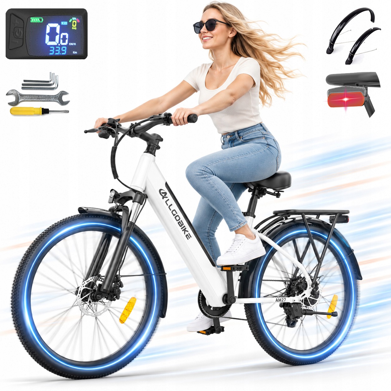 Męski/Damski Rower elektryczny Allgobike AM27 15AH 100KM 27,5" Miejskie Mtb